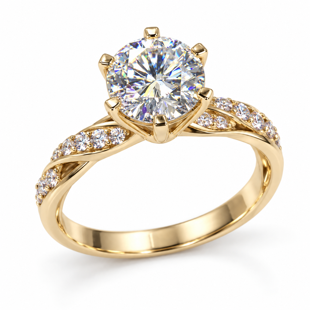 Twisted-Band Crystal Ring