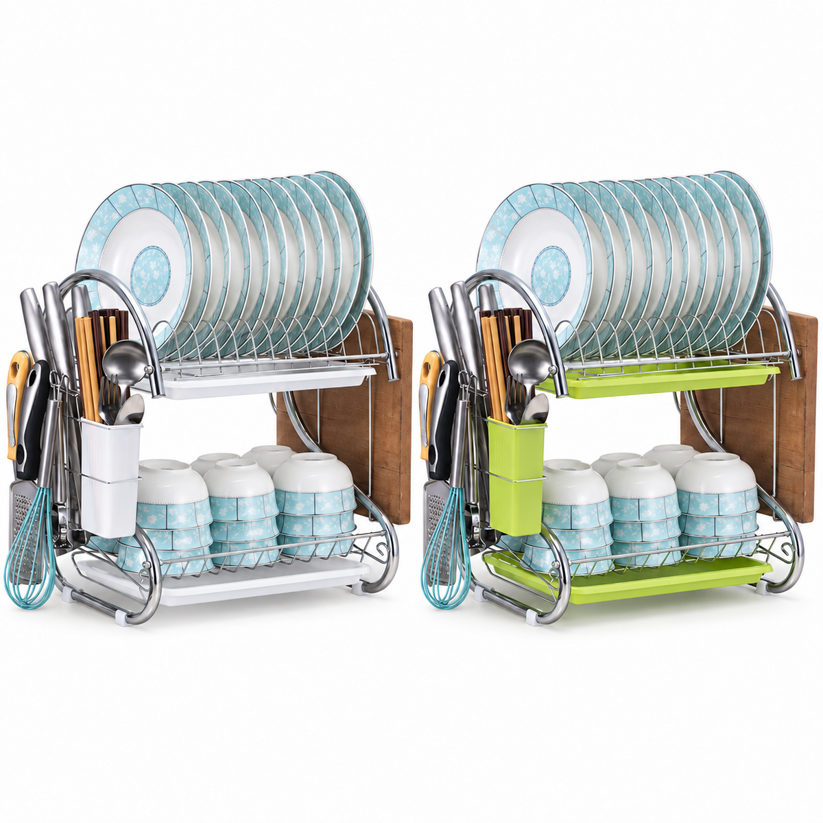 Tiered Dish Rack with Side Holders