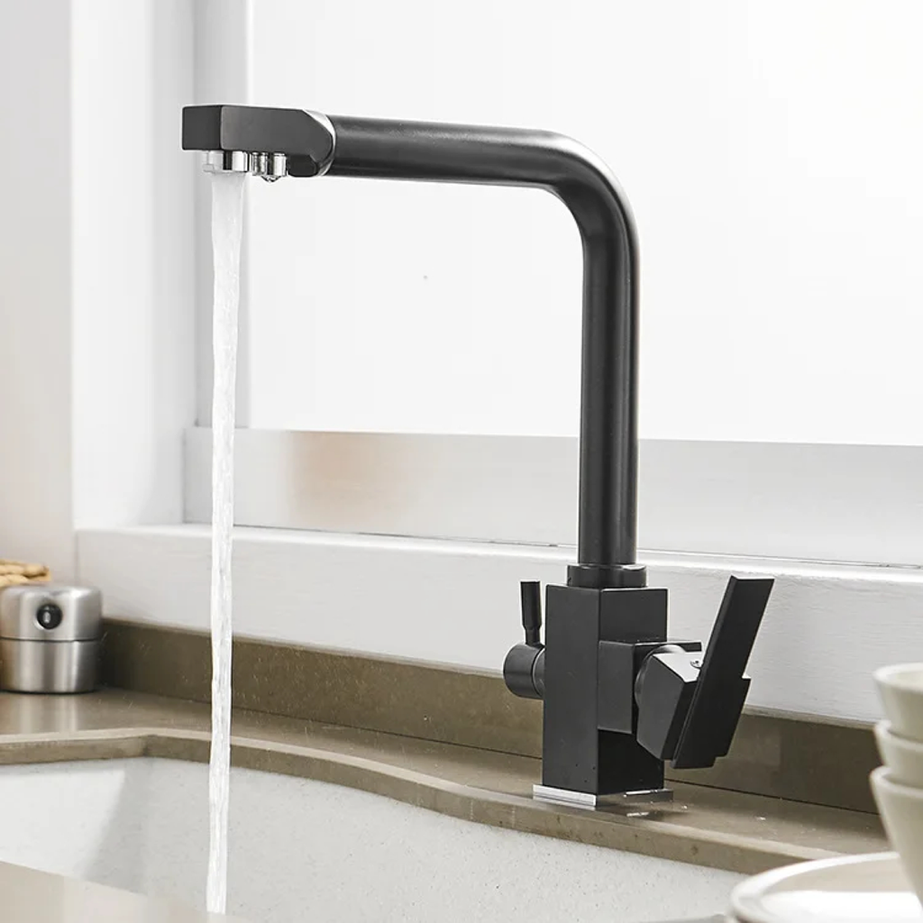 Dual-Handle L-Shaped Kitchen Faucet