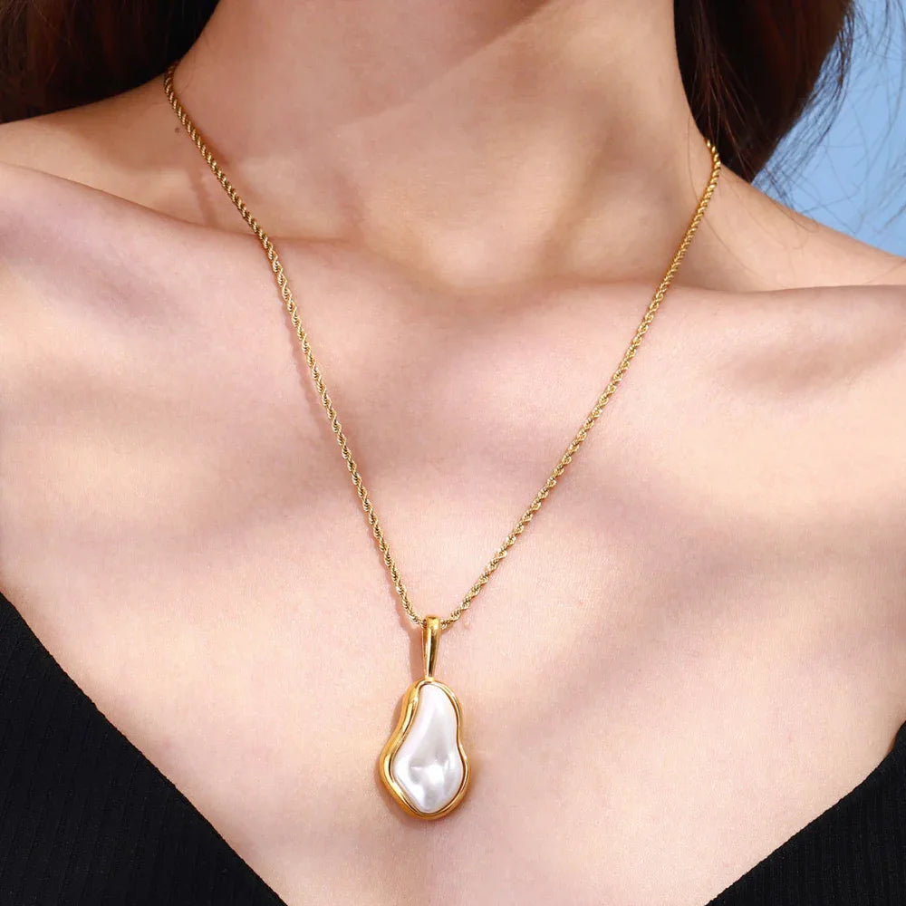 Stainless Steel Pearl Necklace For Women