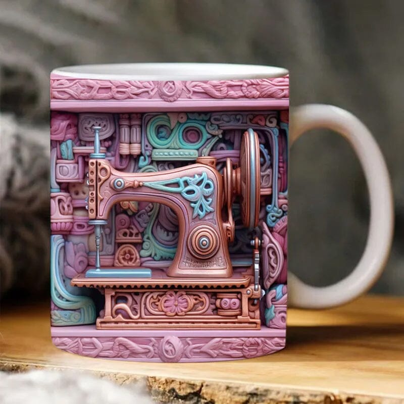 3D mugg för syälskaren - Mugg med symaskin