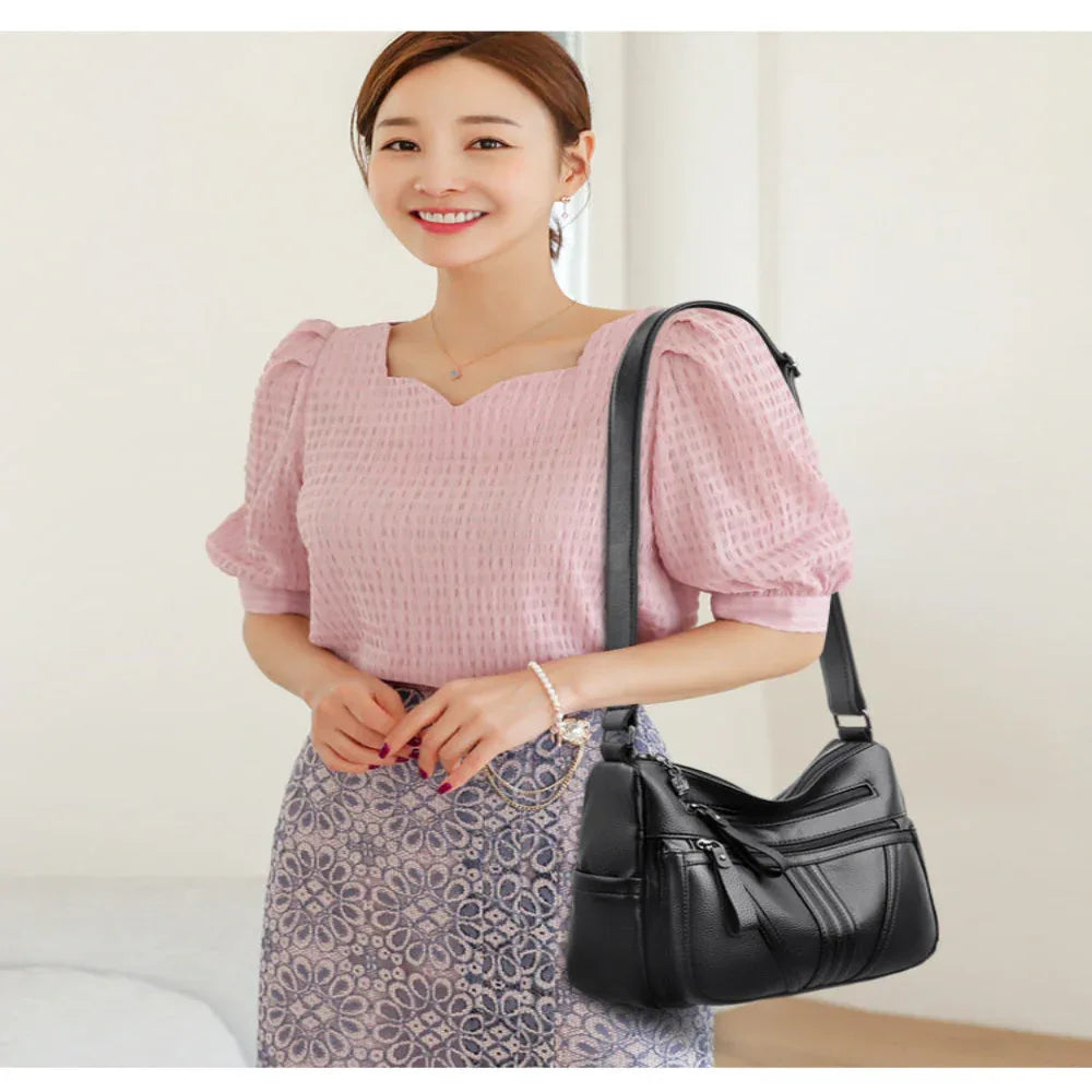 Genuine Leather Women's Simple Shoulder Messenger Handbag