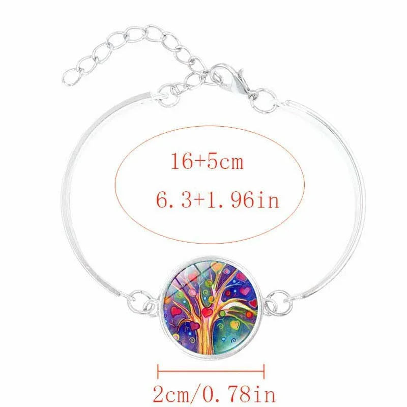 Tree of Life Time Gemstone Earrings Bracelet Jewelry Necklace Set