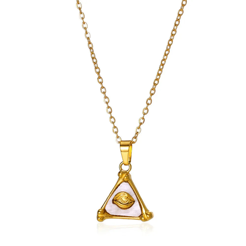 Fashion Triangle 18K Gold Stainless Steel Unisex Necklace