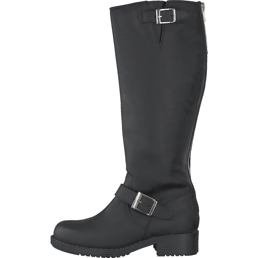 High Zip Back Black Shiny Silver