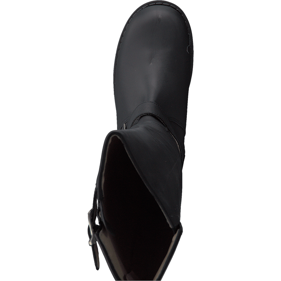High Zip Back Black Shiny Silver