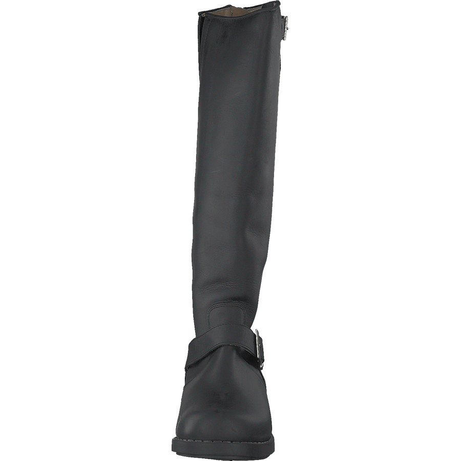 High Zip Back Black Shiny Silver