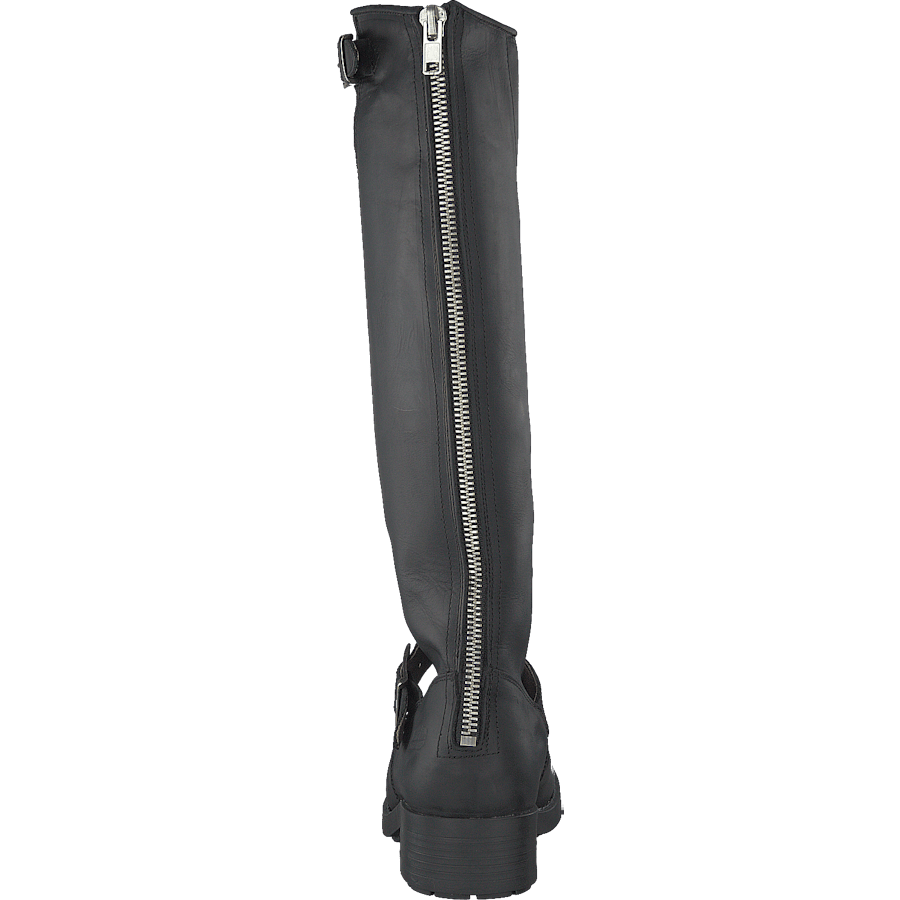 High Zip Back Black Shiny Silver