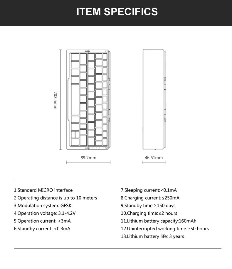 Mini Foldable Bluetooth Keyboard