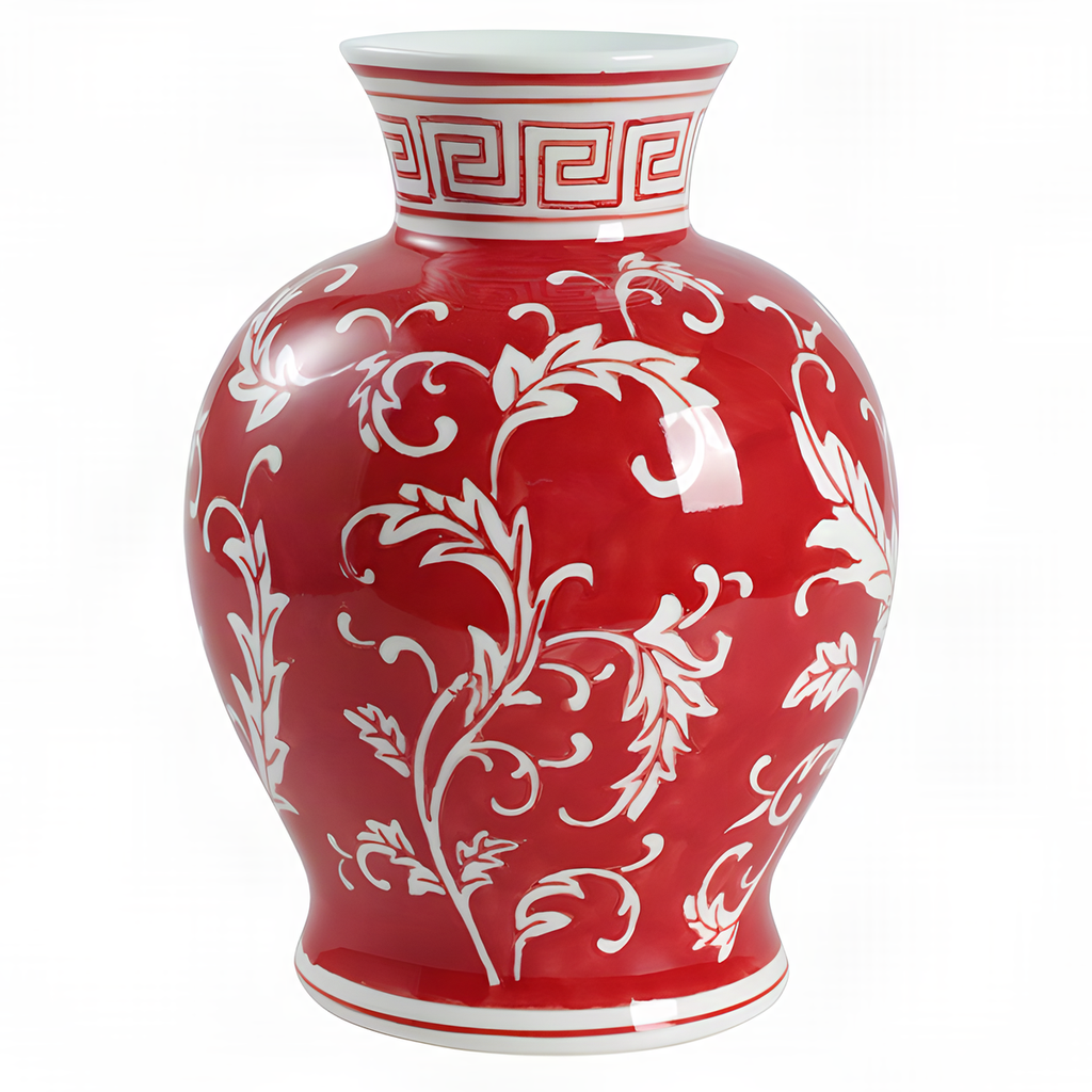 Red and White Ceramic Vases