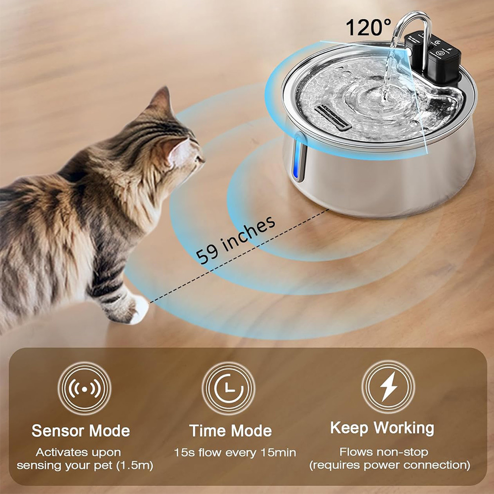 4L Stainless Steel Cat Water Fountain