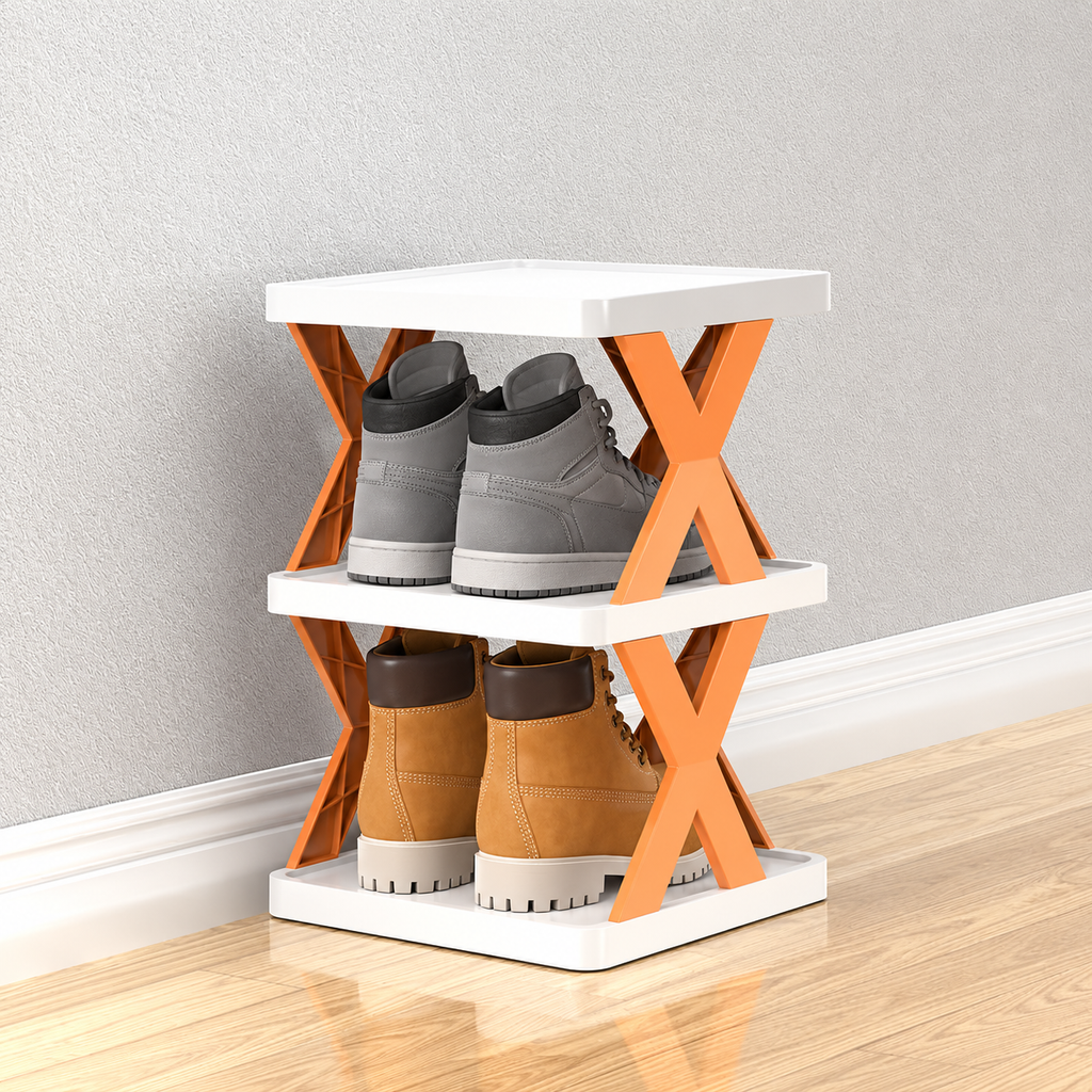 Two-Level X-Frame Shoe Rack