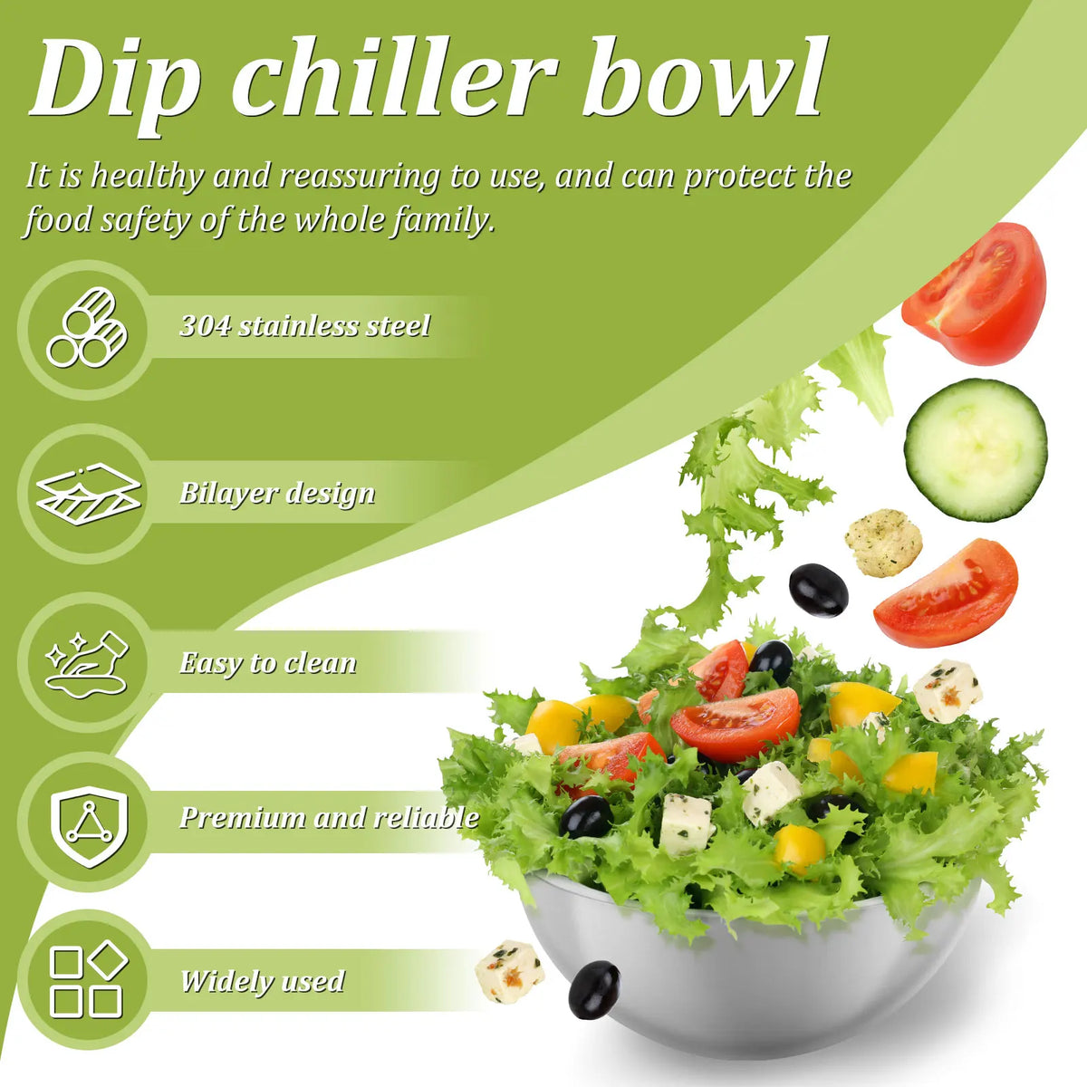 Stainless Steel Mixing Bowl with Ice Cavity