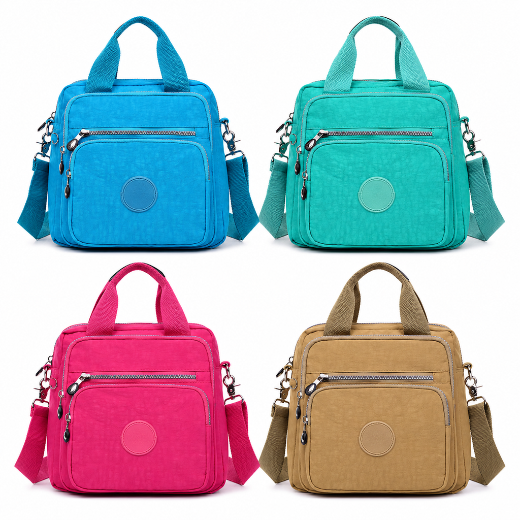 Multi-Pocket Nylon Convertible Backpack