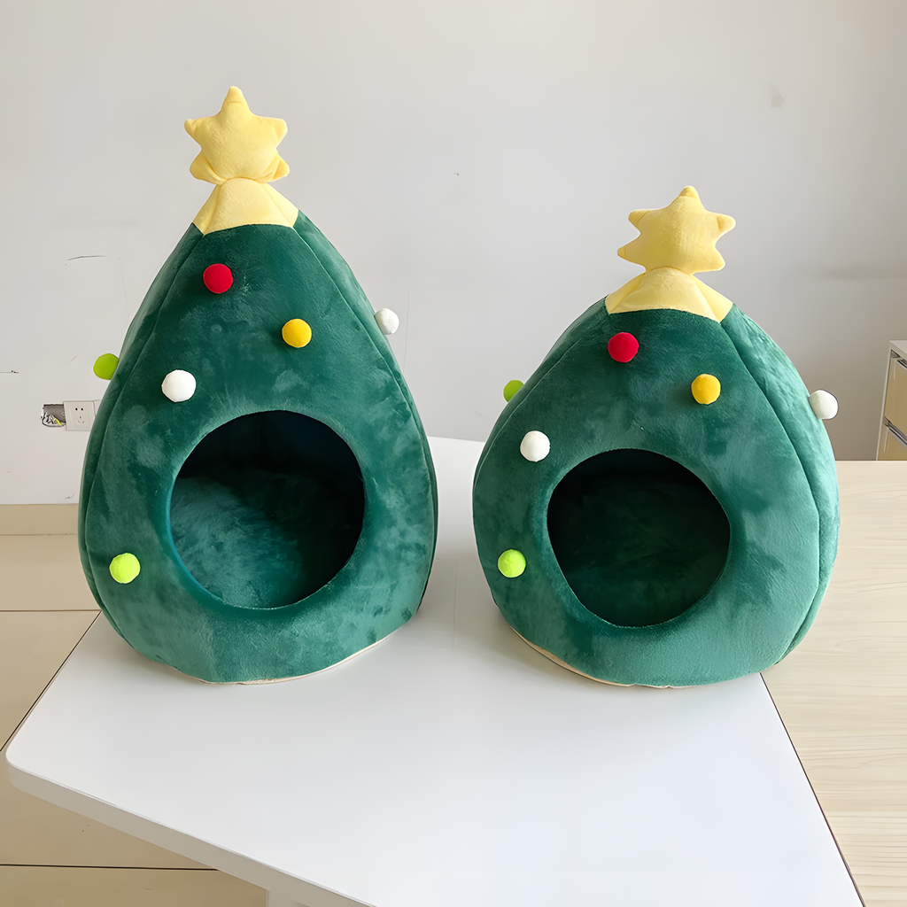 Christmas Tree Plush Cat Cave
