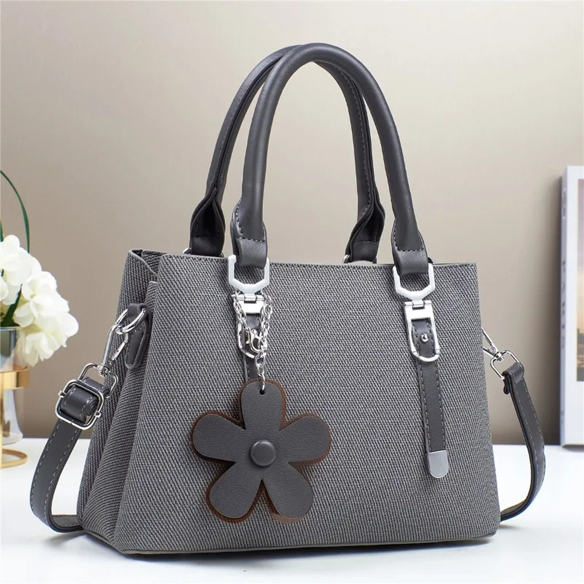 Flower Charm Crossbody Handbag