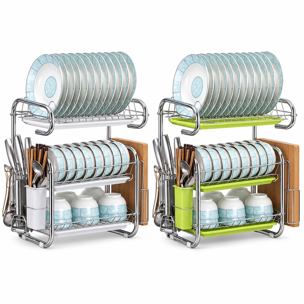 Tiered Dish Rack with Side Holders