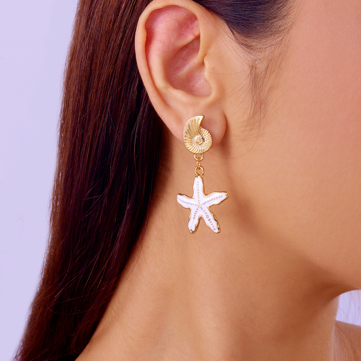 White Starfish Drop Earrings