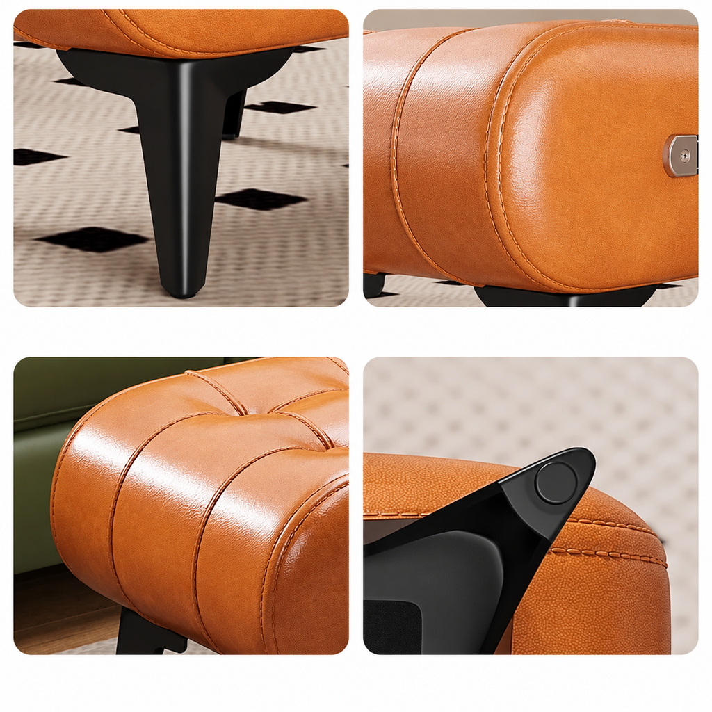 Tufted Footstool with Carry Handle