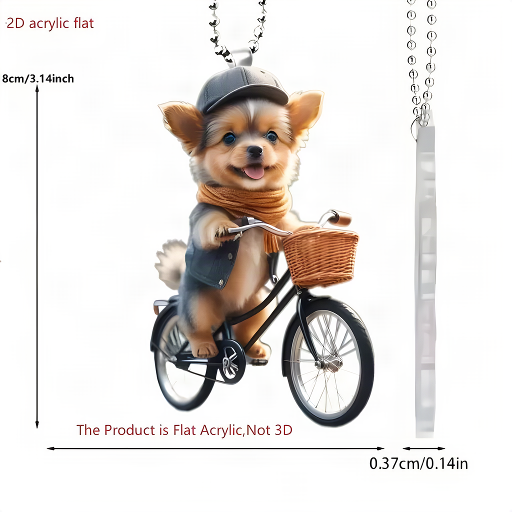 Acrylic Dog Bicycle Christmas Ornaments