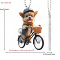 Acrylic Dog Bicycle Christmas Ornaments