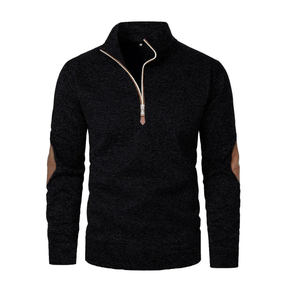 Men's Casual Jacquard Cardigan Sweater With Jointed Panels