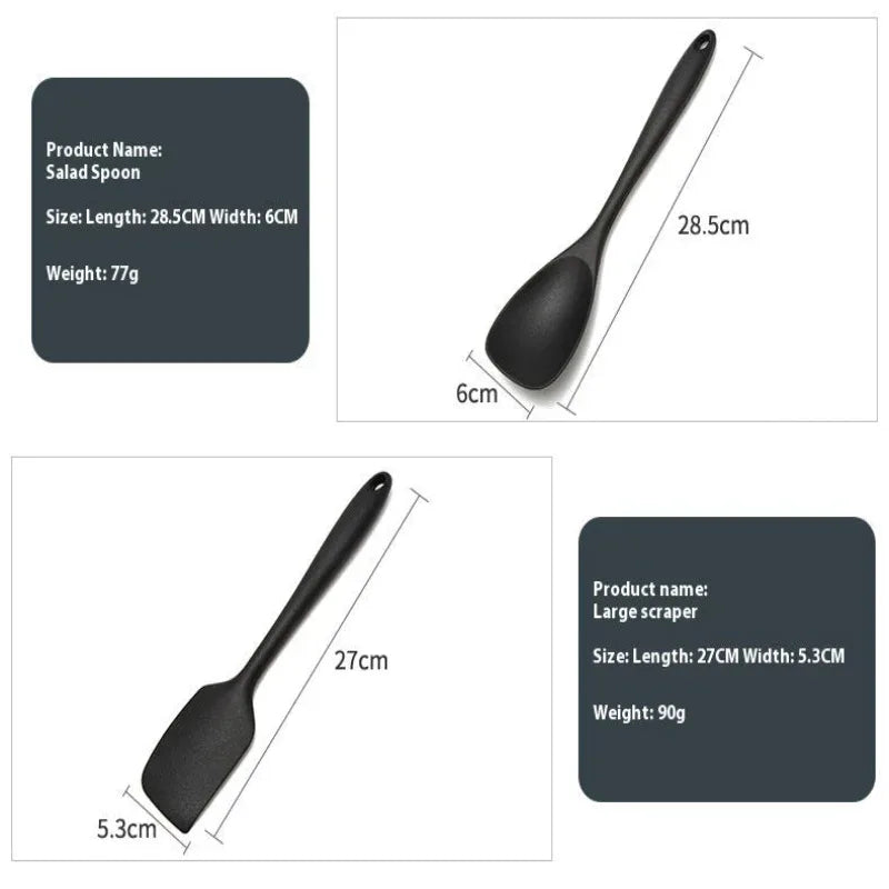 Non-Stick Silicone 10 Pieces Baking Kitchen Black Utensils Cooking Tools