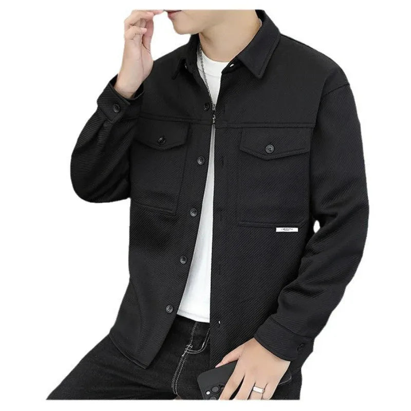 Twill Knitted Men's Lapel Jacket Coat