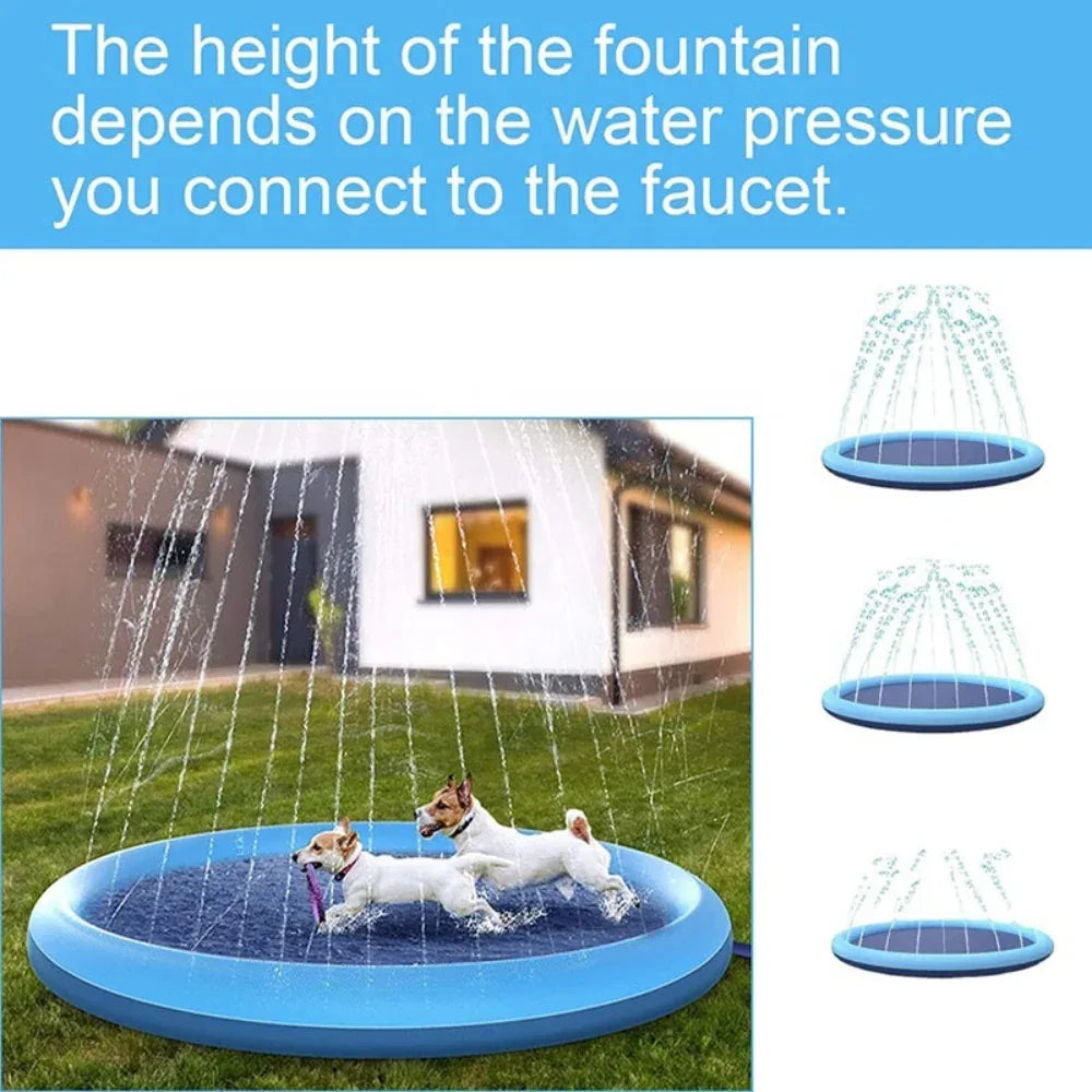 Dog Sprinkler Outdoor Toys Dog Swimming Mat Anti-Slip Dog Pool Splash Pad
