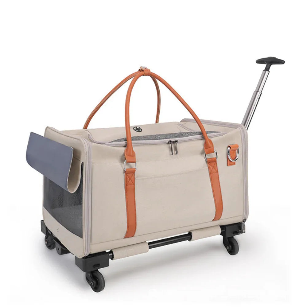 Multifunctional Trolley Cat Dog Pet Bag Outdoor Portable With Removable Wheels And Pull Rod