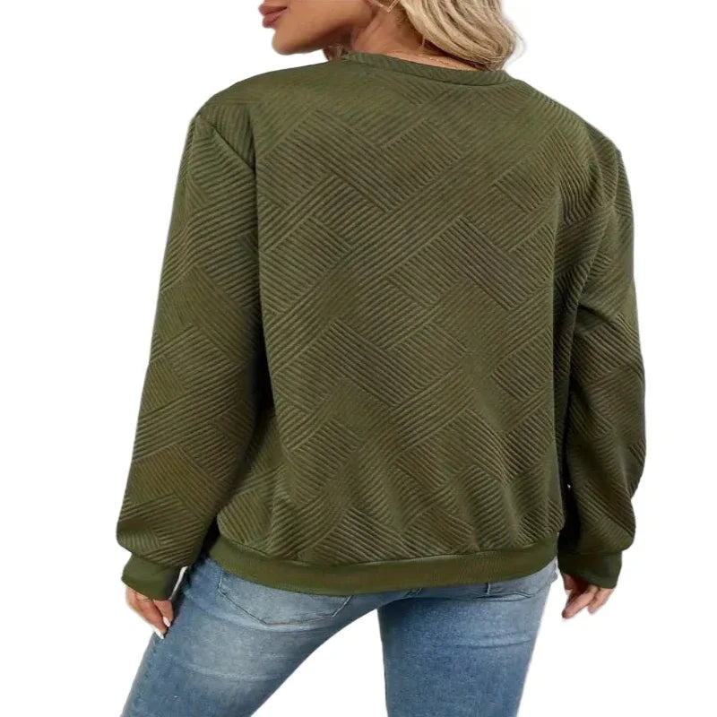 Women's Elegant Asymmetrical Hem Button-Front Long Sleeve Sweatshirt Sweaters