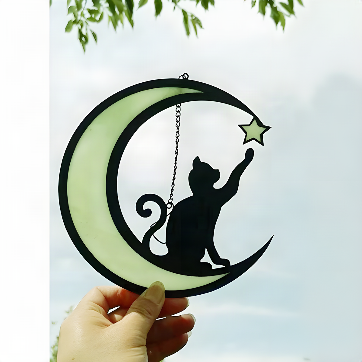 Cat and Moon Acrylic Hanging Decoration