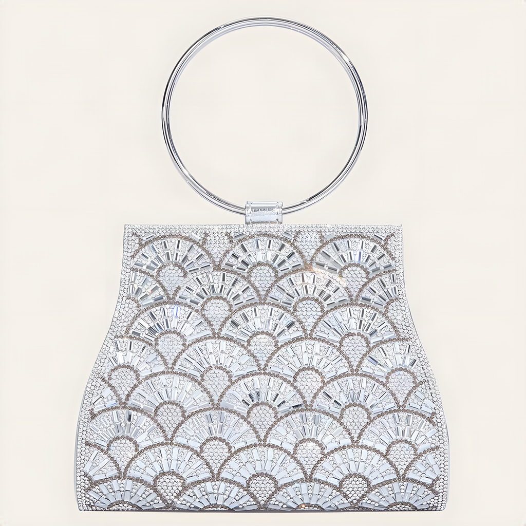 Rhinestone Ring-Handle Evening Bag