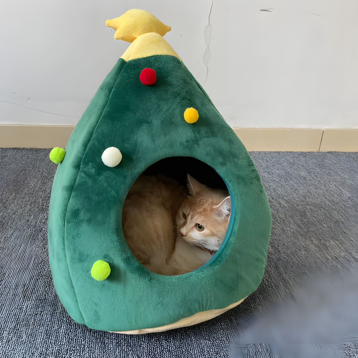 Christmas Tree Plush Cat Cave