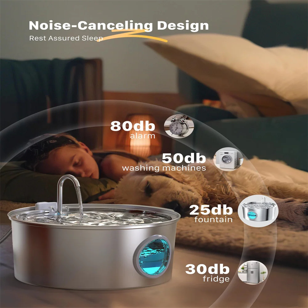 7L Stainless Steel Dog Water Fountain