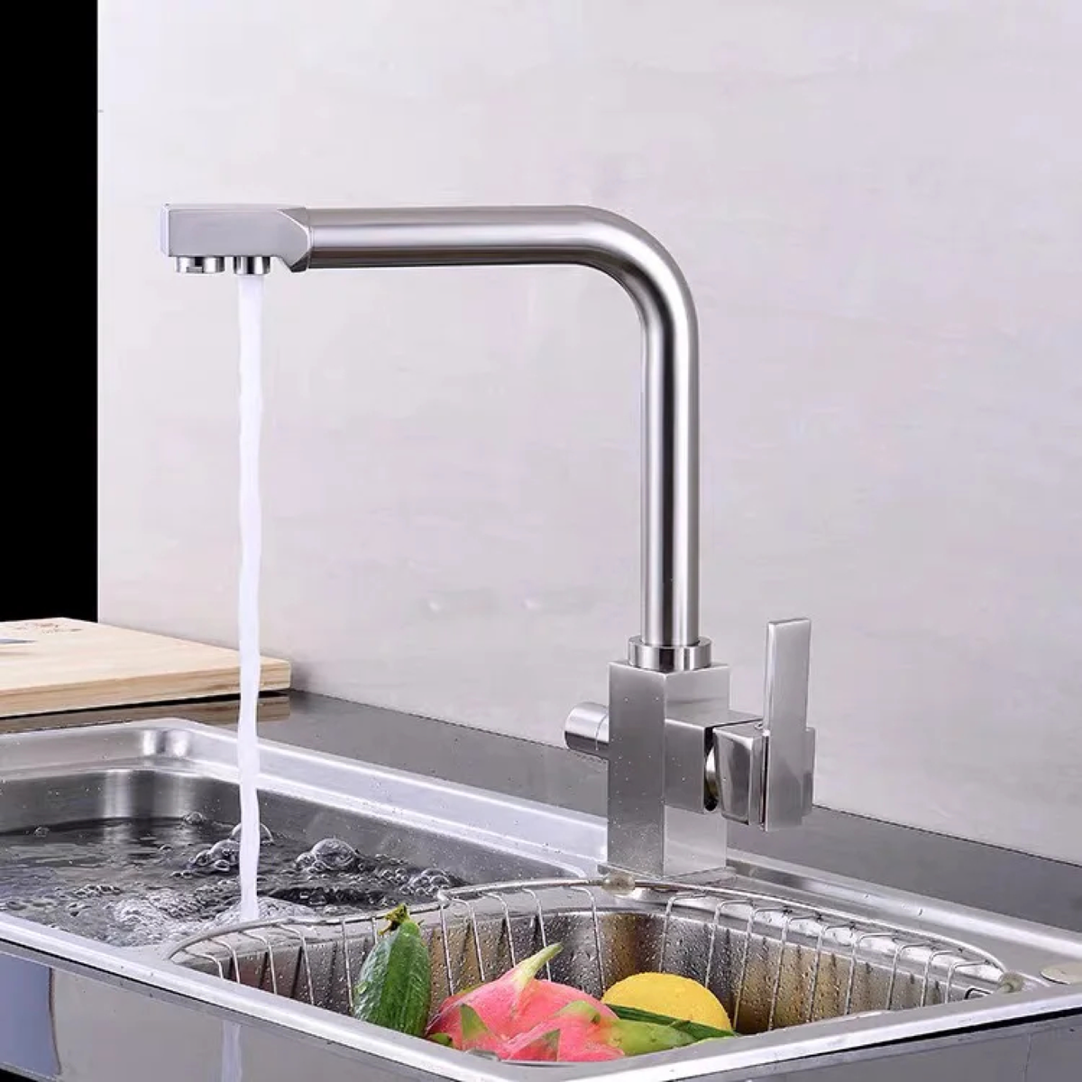 Dual-Handle L-Shaped Kitchen Faucet