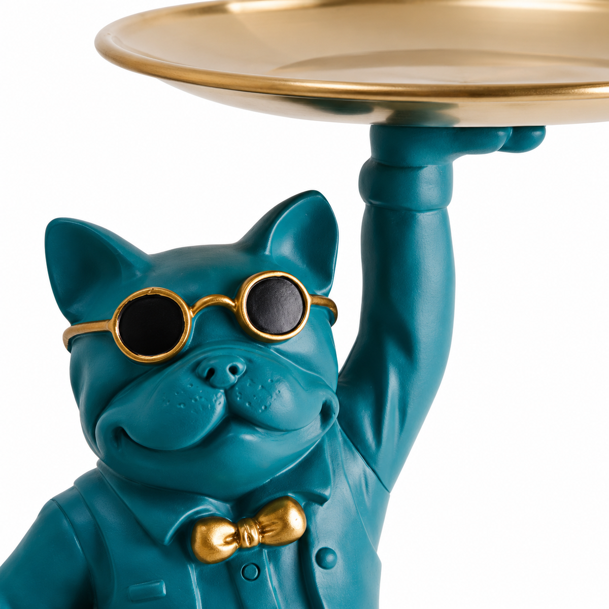 Green Bulldog Storage Tray Figurine