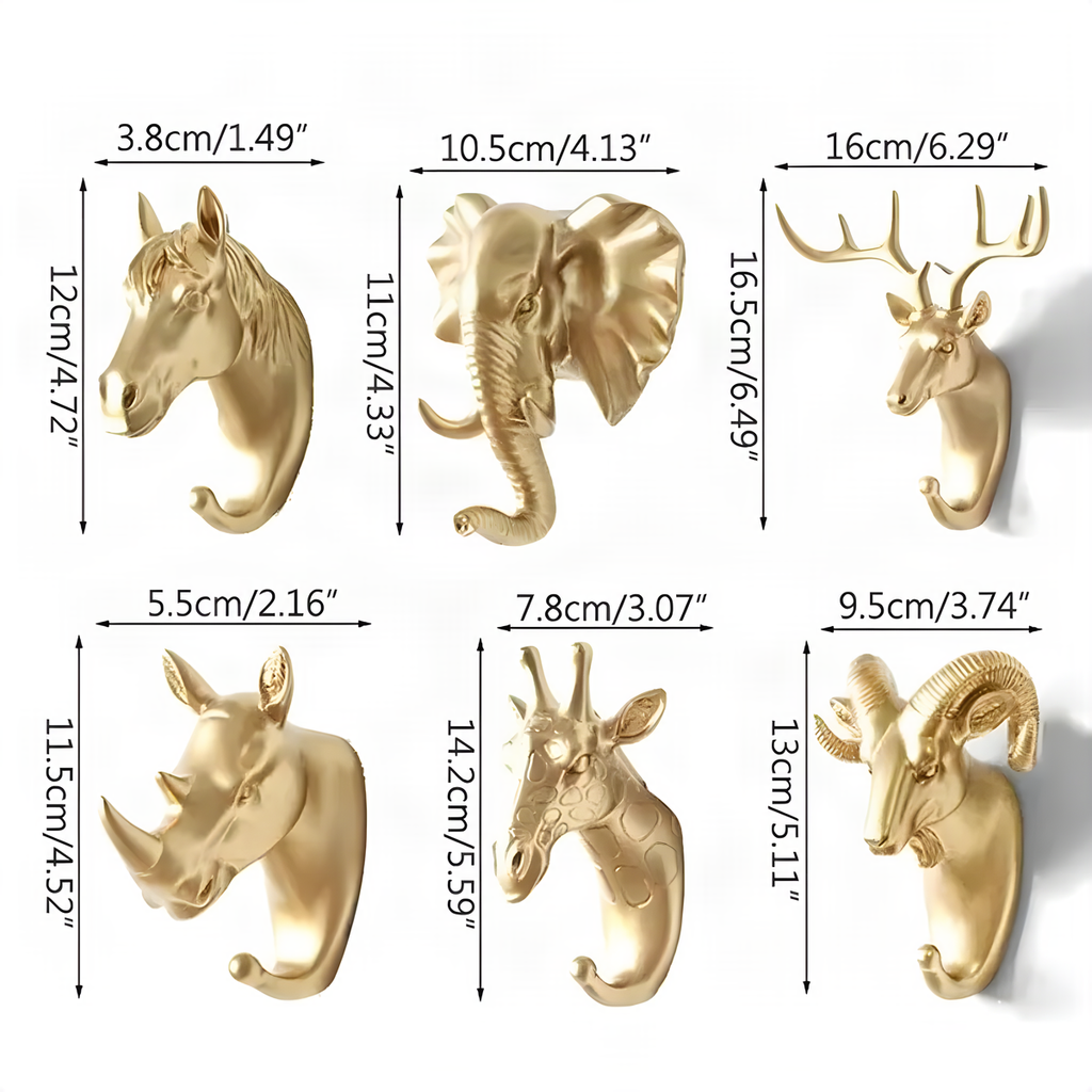 Gold Animal Wall Hooks