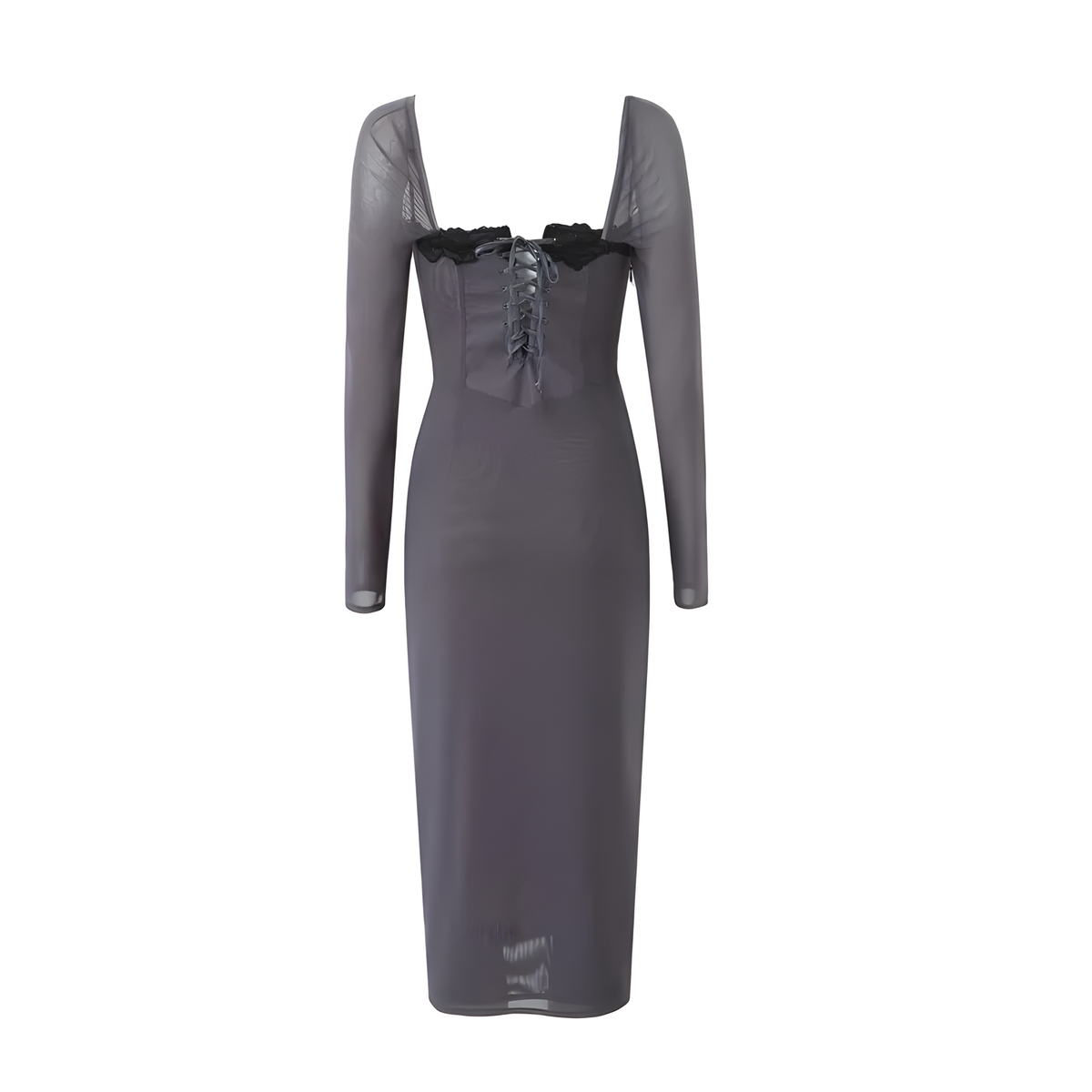 Lace Square-Neck Midi Dress