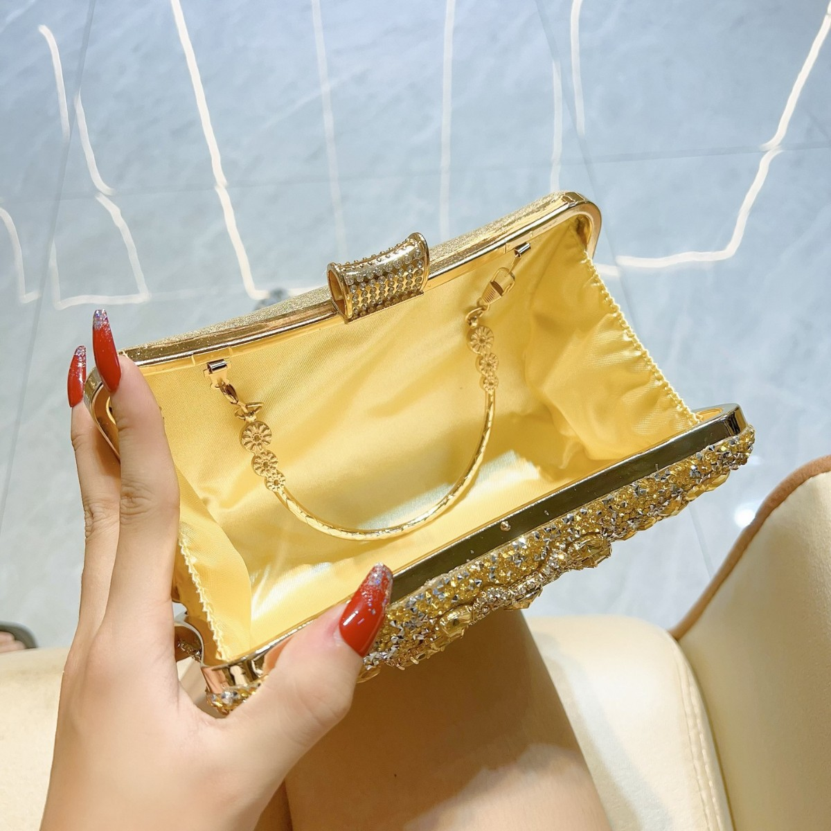 Floral Rhinestone Clutch
