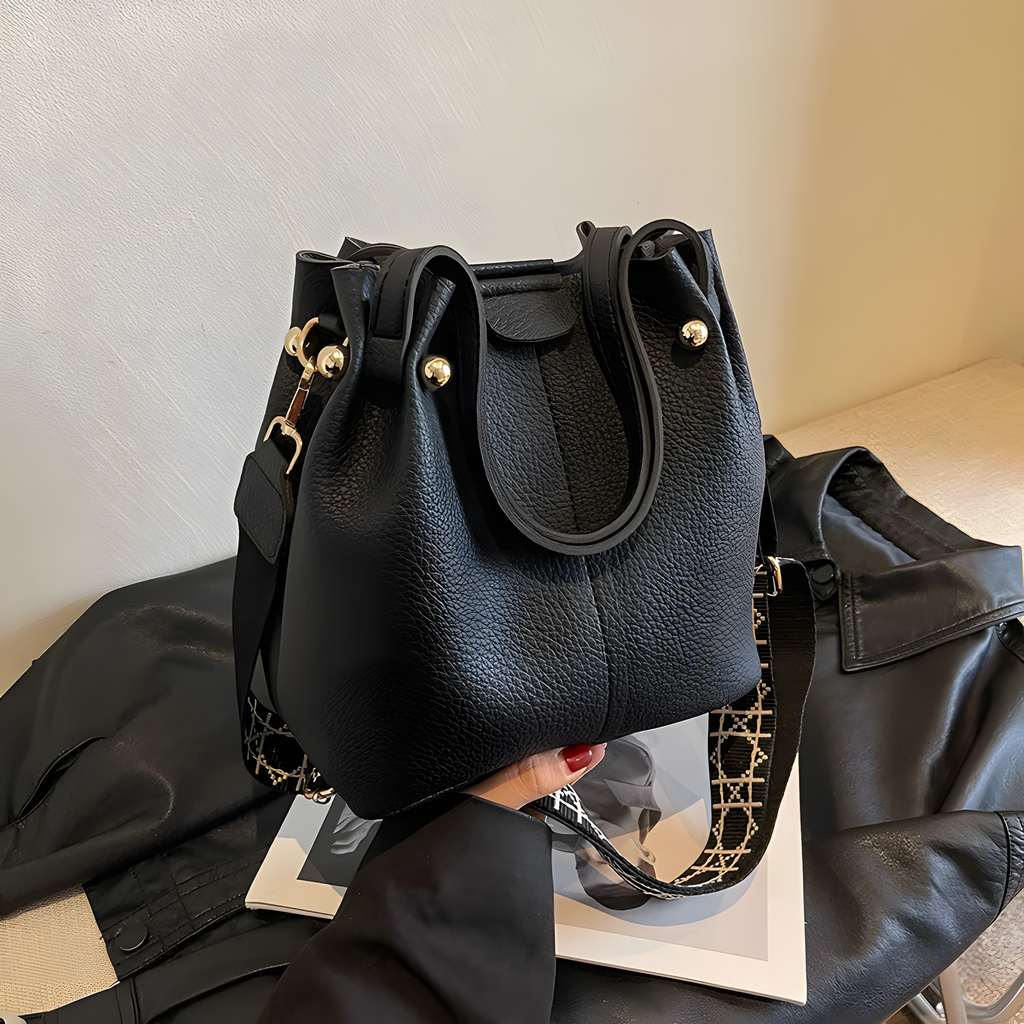 Wide-Strap Bucket Bag