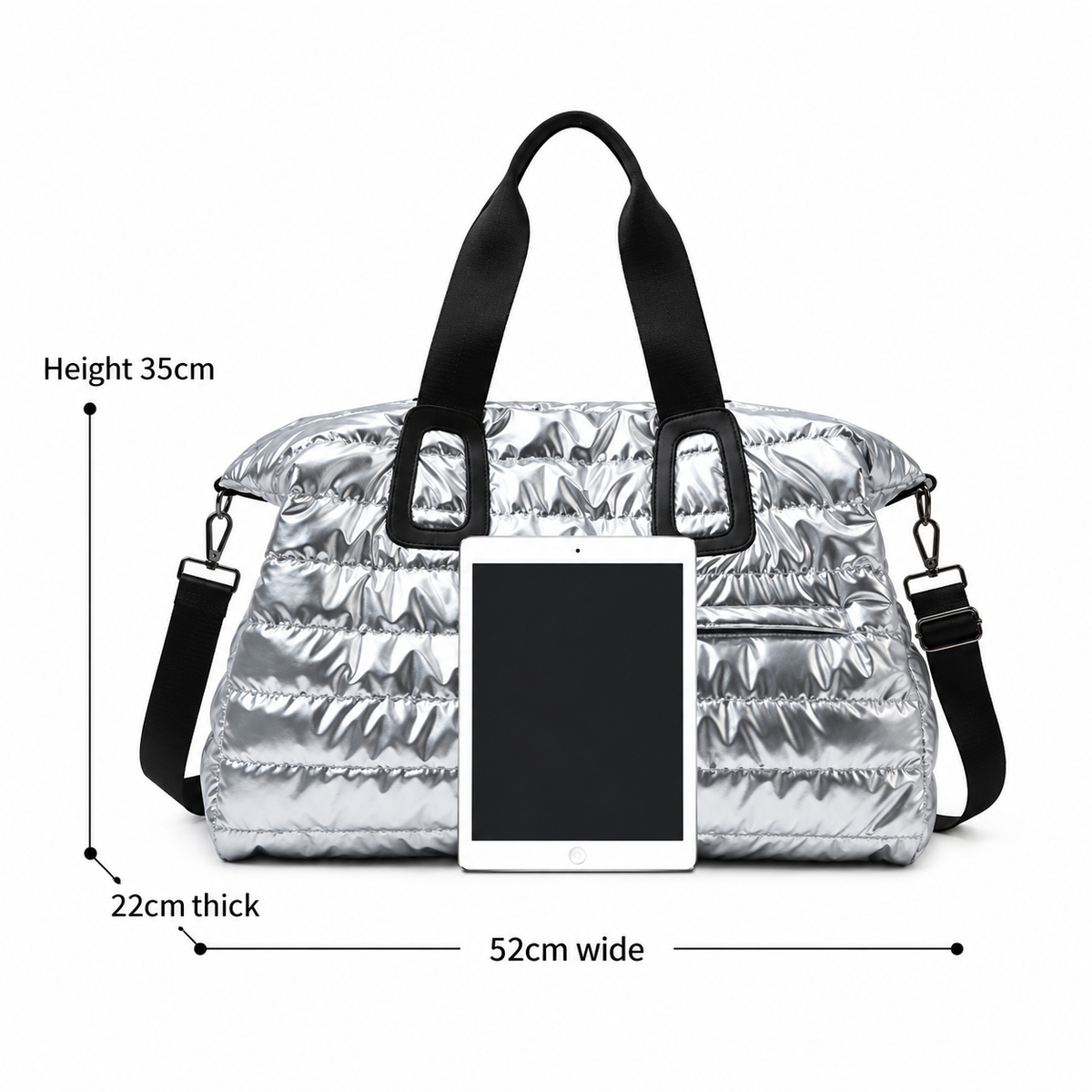 Glossy Quilted Travel Duffel Bag