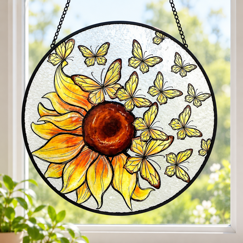 Flower Stained-Glass-Style Suncatcher