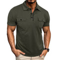 Summer Lapel Button Polo Shirt With Chest Pockets Outdoor Fashion Short Sleeve Tops For Men Clothing