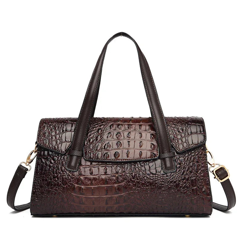 Soft Leather Fashionable Handbag With Large Capacity & Shoulder Strap