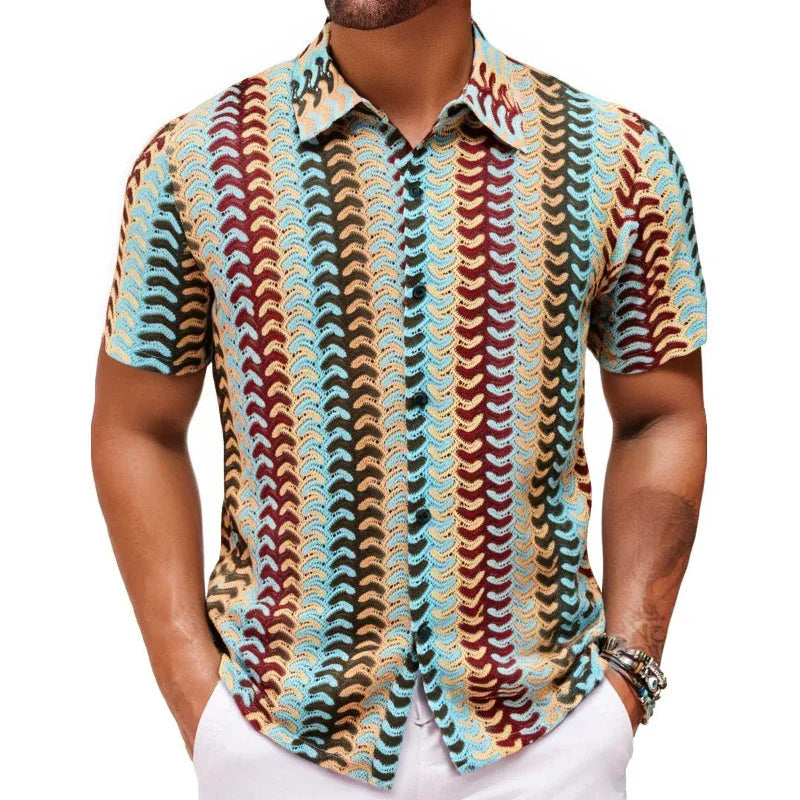 Colorful Breathable Short Sleeve Summer Shirt For Men