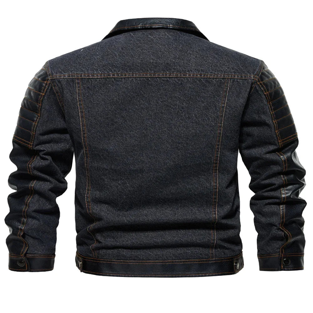 Men's Denim Patchwork Autumn Outerwear Jacket
