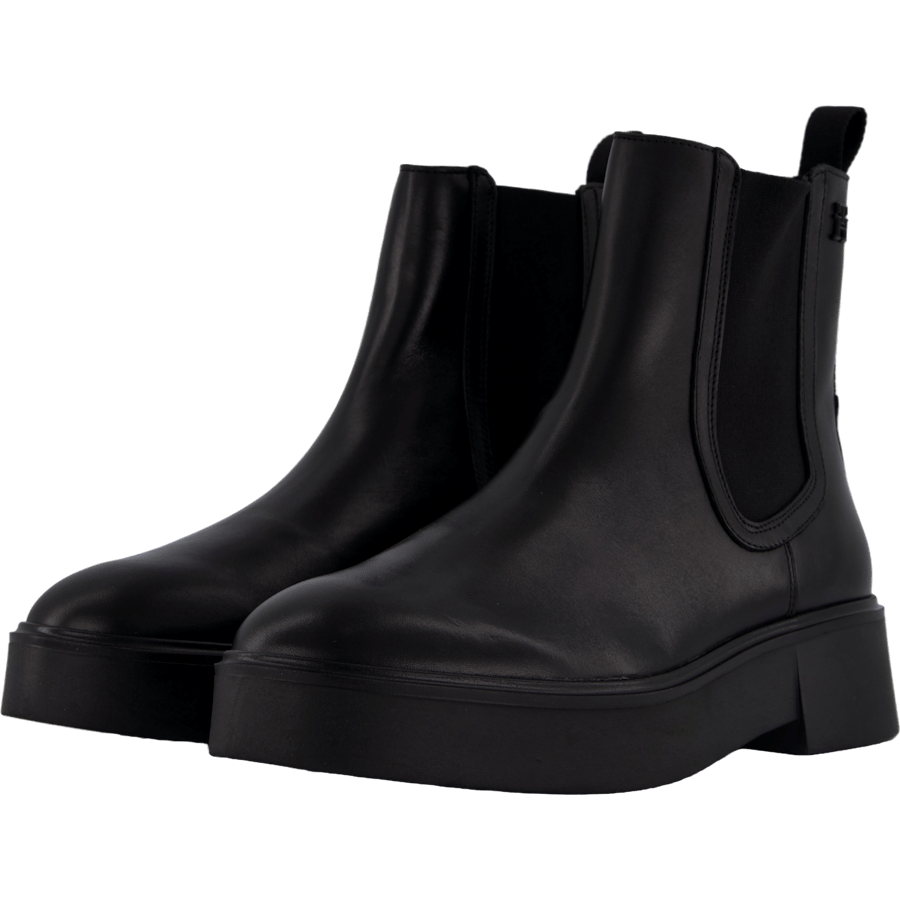Minimal Leather Chelsea Logota Black