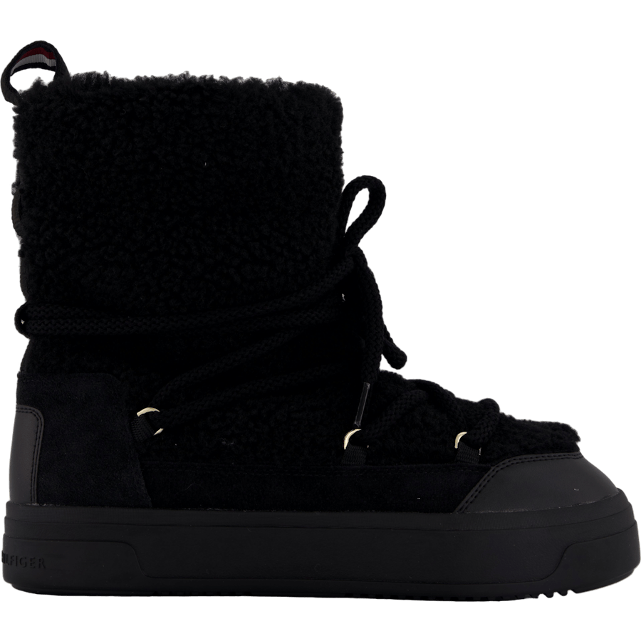 Lace-up Faux Shearling Snowboo Black