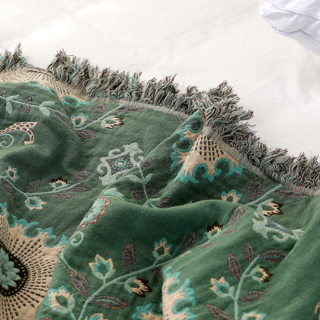 Reversible Medallion Fringe Throw